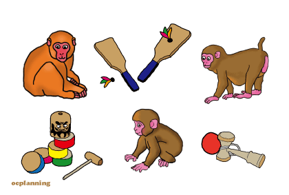 申のイラスト年賀状テンプレート