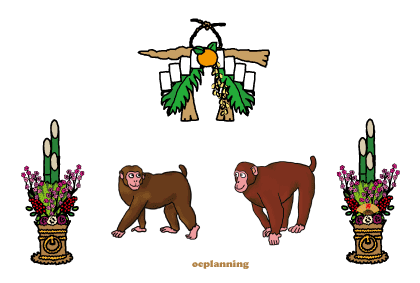 申のイラスト年賀状テンプレート