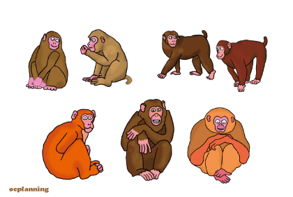 申のイラスト年賀状テンプレート