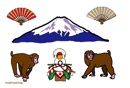 申のイラスト年賀状テンプレート