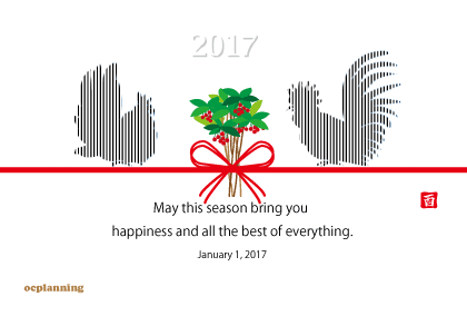 ニワトリのイラスト年賀状テンプレート