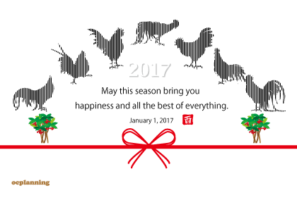 ニワトリのイラスト年賀状テンプレート