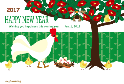 ニワトリのイラスト年賀状テンプレート