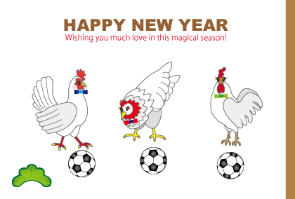 ニワトリのイラスト年賀状テンプレート