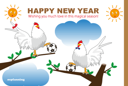 ニワトリのイラスト年賀状テンプレート