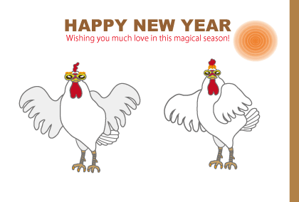 ニワトリのイラスト年賀状テンプレート