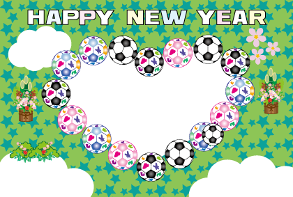 わんちゃんのフォトフレーム年賀状テンプレートト