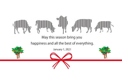 2021丑年の牛のイラスト年賀状素材