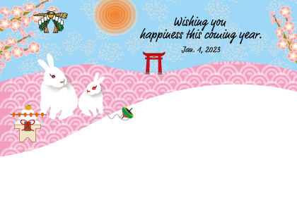 2021卯年のウサギのイラスト年賀状素材