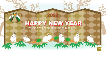 2021卯年のウサギのイラスト年賀状素材