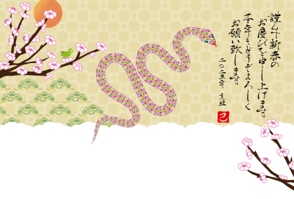 2025巳年のヘビのイラスト年賀状素材