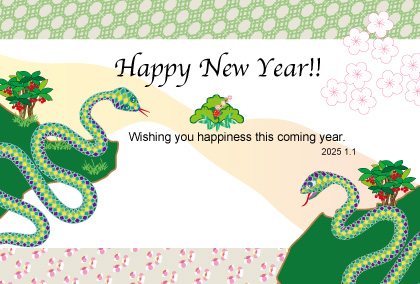 2025巳年のヘビのイラスト年賀状素材