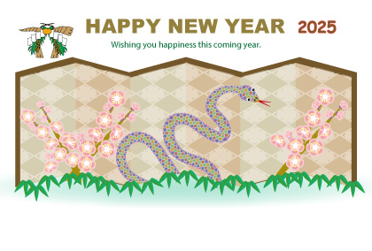 2025巳年のヘビのイラスト年賀状素材