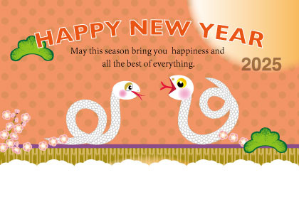 2025巳年のヘビのイラスト年賀状素材